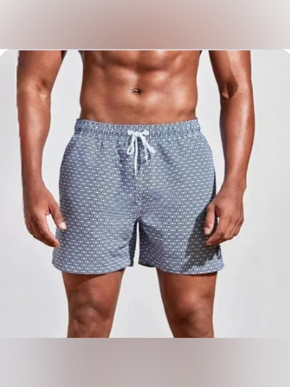 MICHAEL’s Men's Blue wave Patterned Swim Trunks with Drawstring; Size Lg